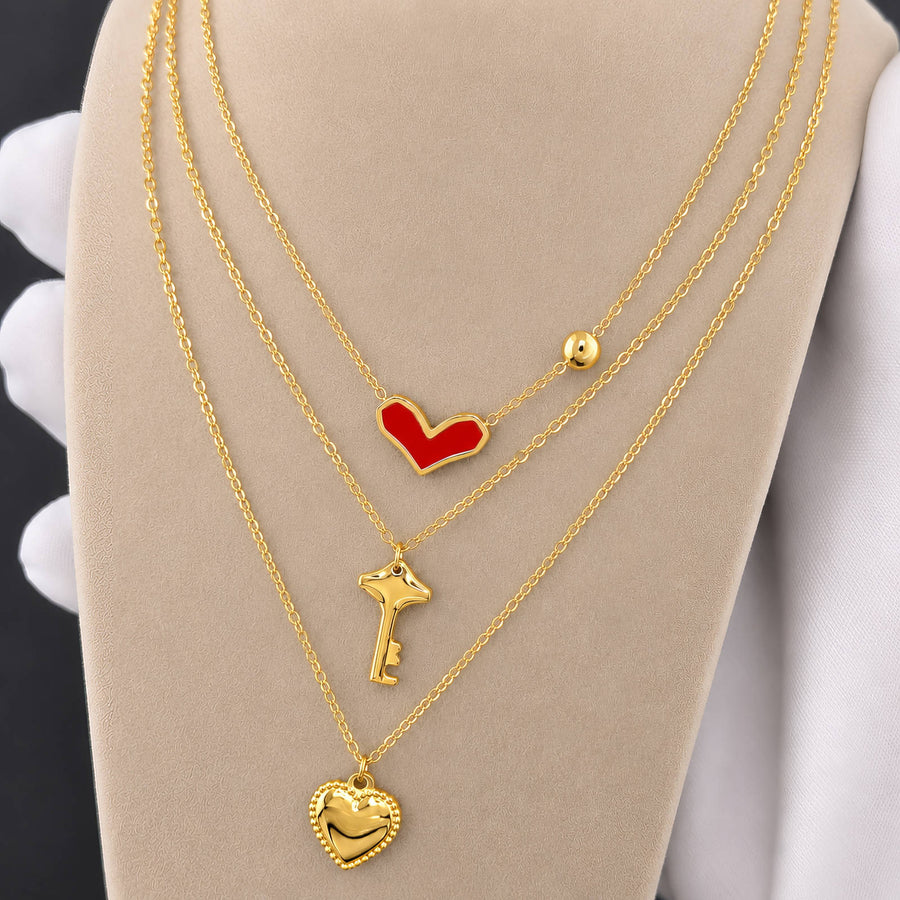 Amara Heart & Key Céleste Necklace