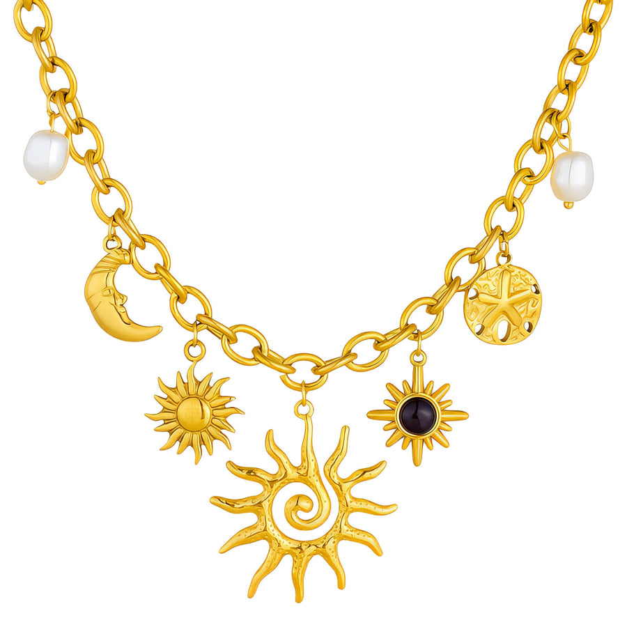 Astre Crescent & Sun Necklace
