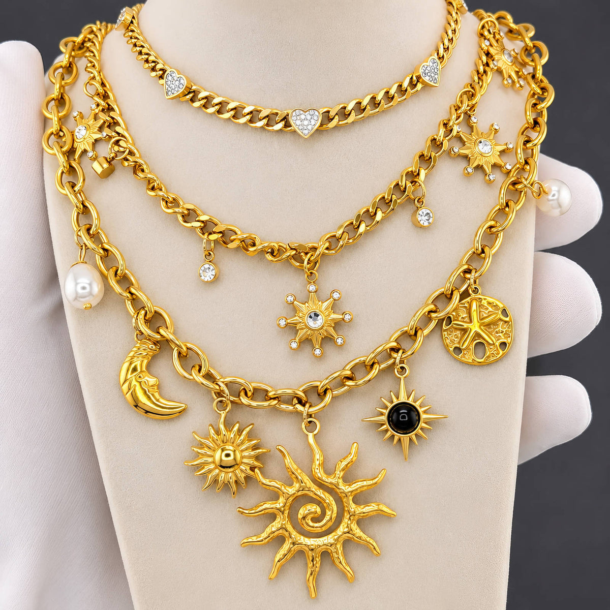 Astre Crescent & Sun Necklace